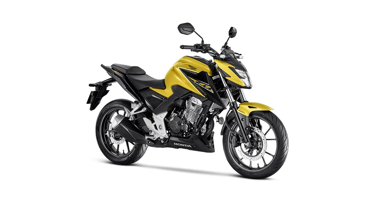 Lateral da Moto Honda CB300F Twister Amarela