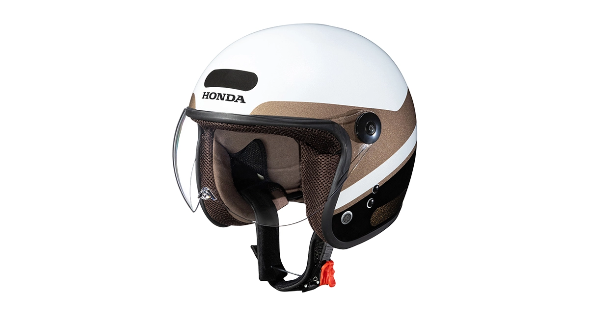 Capacete Honda HJS 2025 branco com marrom