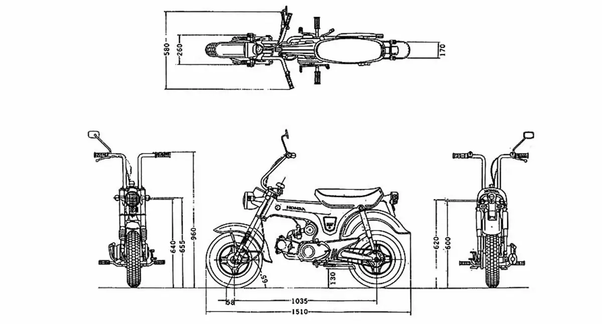 Diagrama Técnico da motocicleta Honda ST-70
