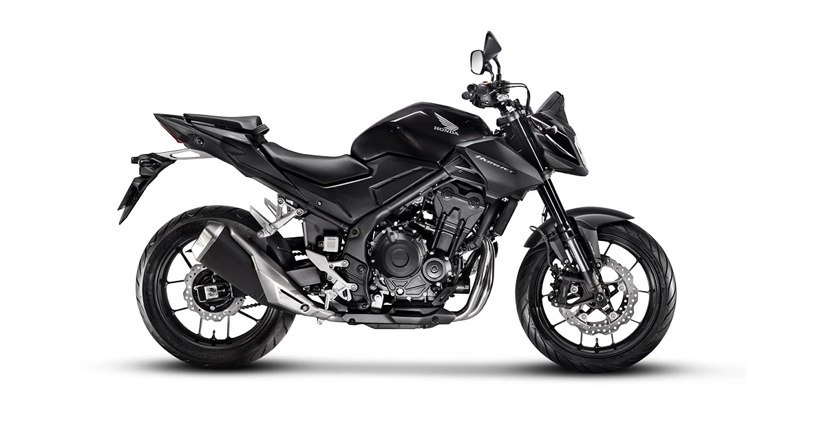 moto honda hornet preta posição lateral