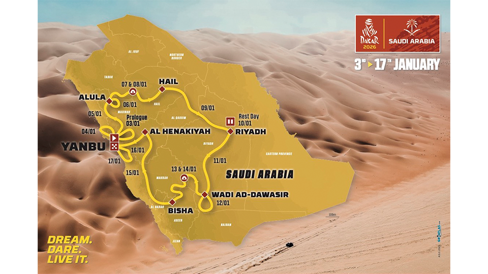 Mapa destacando a agenda Dakar